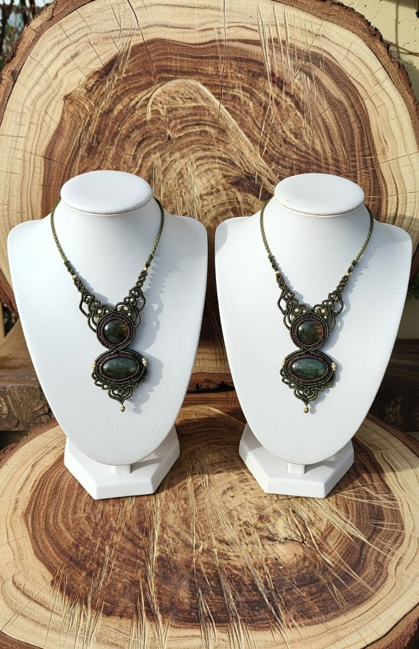 Handmade Labradorite Macramé Necklace | Hariom Creations