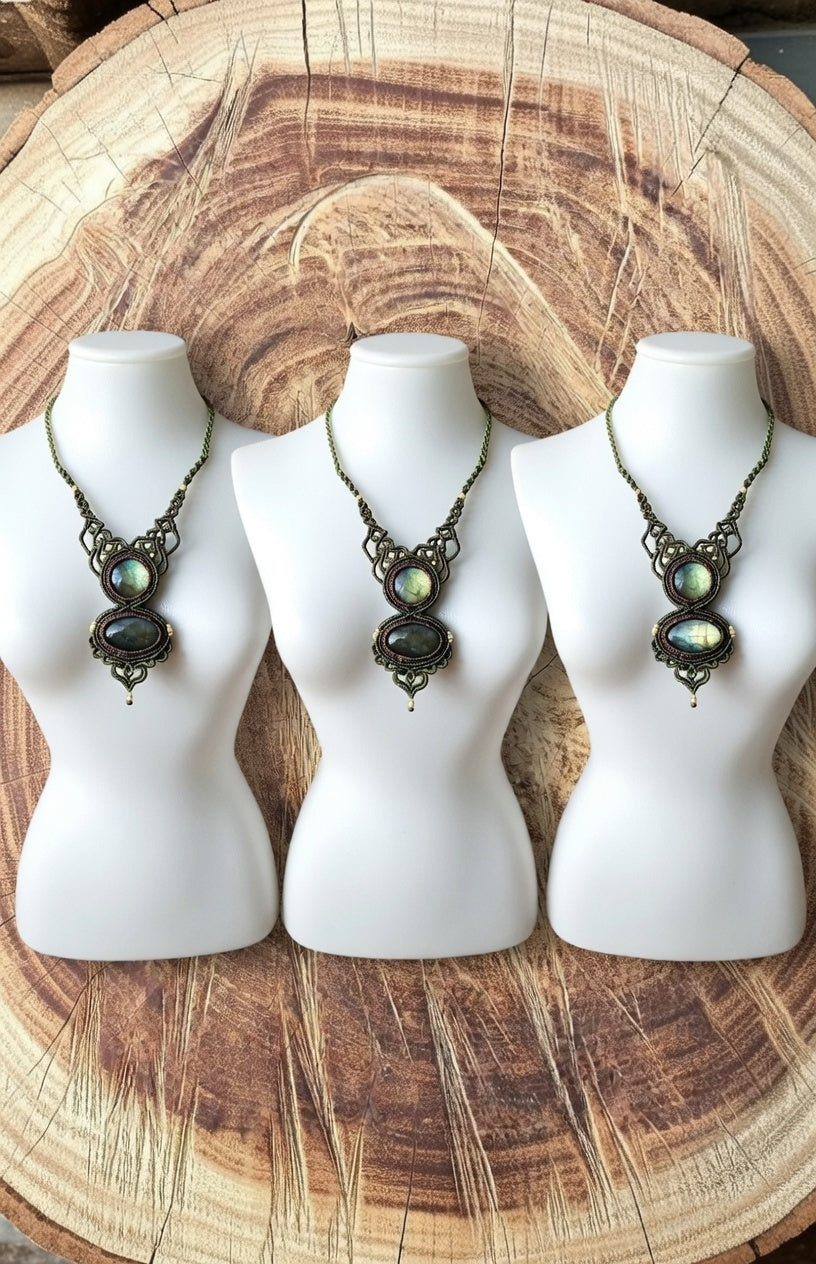 Handmade Labradorite Macramé Necklace | Hariom Creations