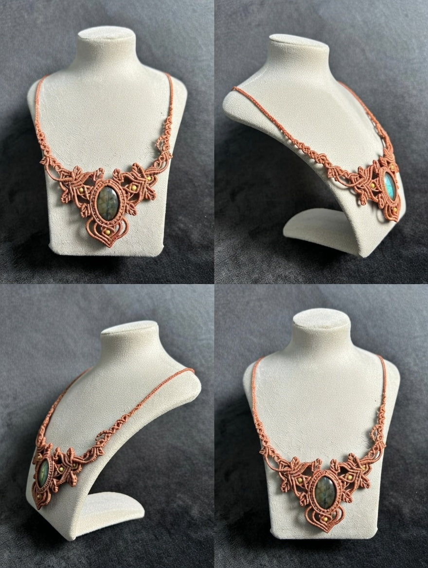 Statement Moss Agate Macramé Choker | Hariom Creations