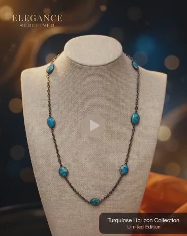 Natural Turquoise Oval Station Bezel Necklace | Hari Om Creations
