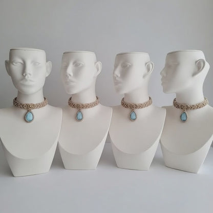 Larimar Gemstone Macramé Choker Necklace | Hariom Creations