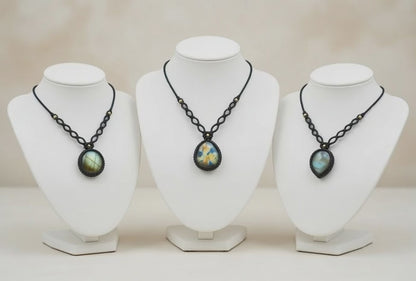 Set of 3 Labradorite Macramé Pendants | Hariom Creations