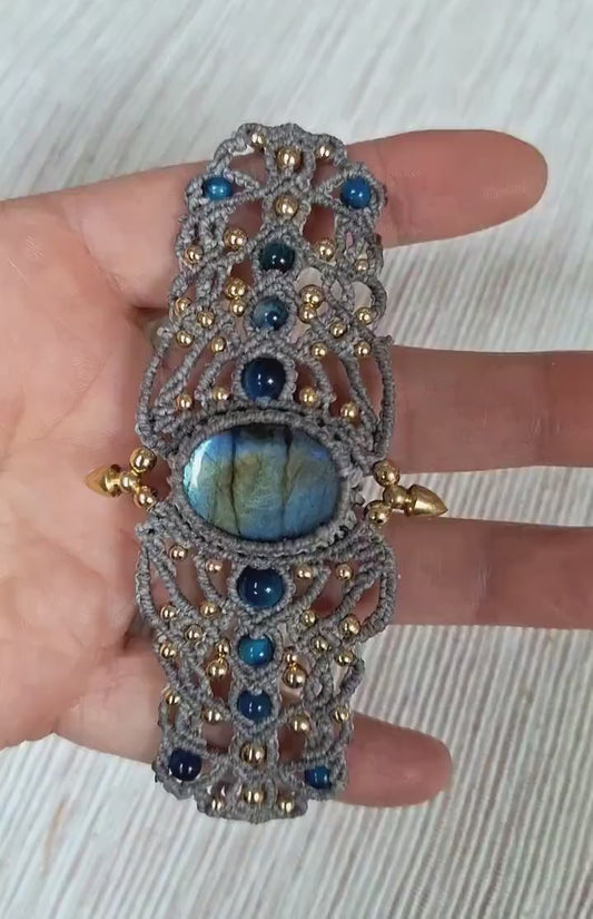 Macrame Labradorite Bracelet & Cuff Collection | Hari Om Creations