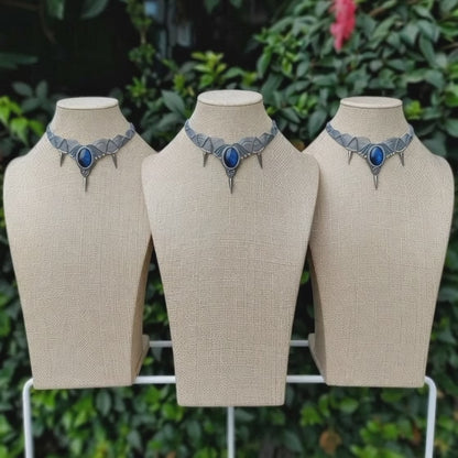 Grey Spike Labradorite Macramé Choker | Hariom Creations