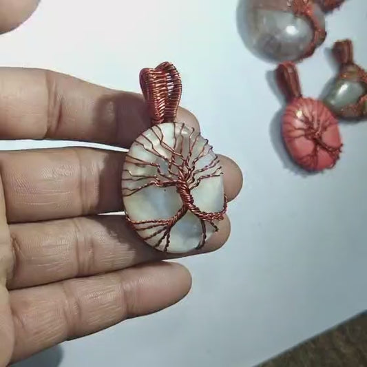 White Agate Tree of Life Pendant | Artisan Wire Wrapped