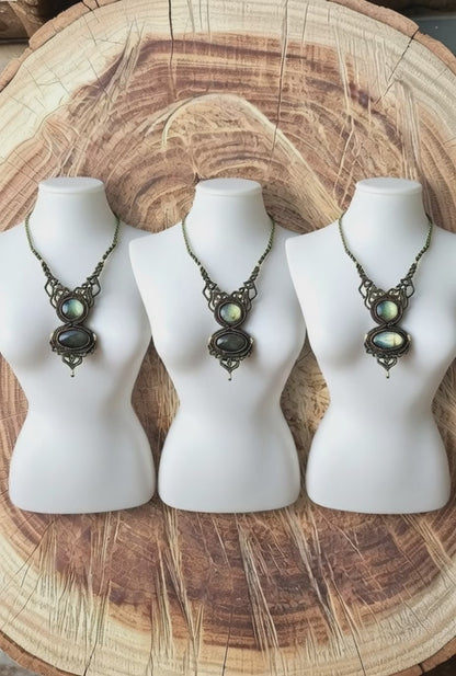 Handmade Labradorite Macramé Necklace | Hariom Creations