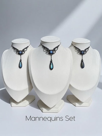 Black Y-Necklace Labradorite Macramé | Hariom Creations