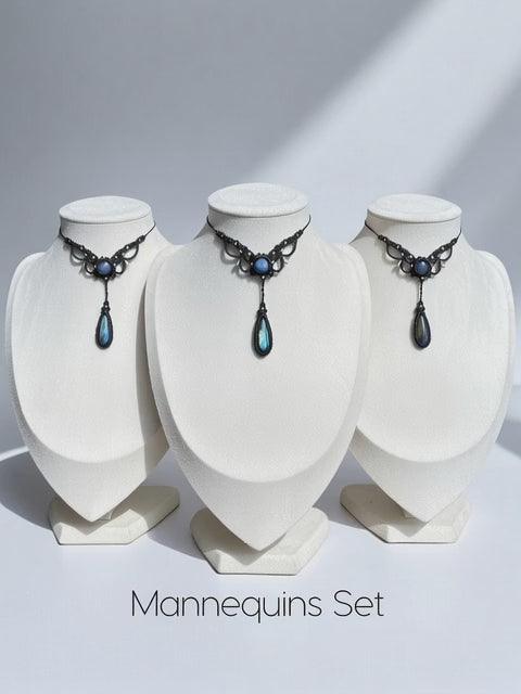 Black Y-Necklace Labradorite Macramé | Hariom Creations