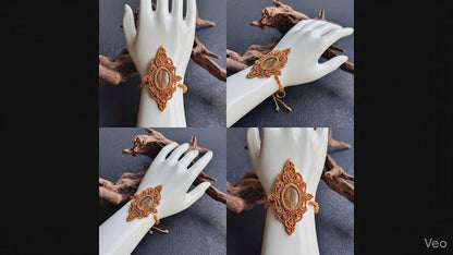 Earthy Brown Macramé Cuff Bracelet | Hariom Creations