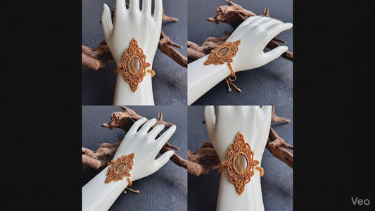 Earthy Brown Macramé Cuff Bracelet | Hariom Creations