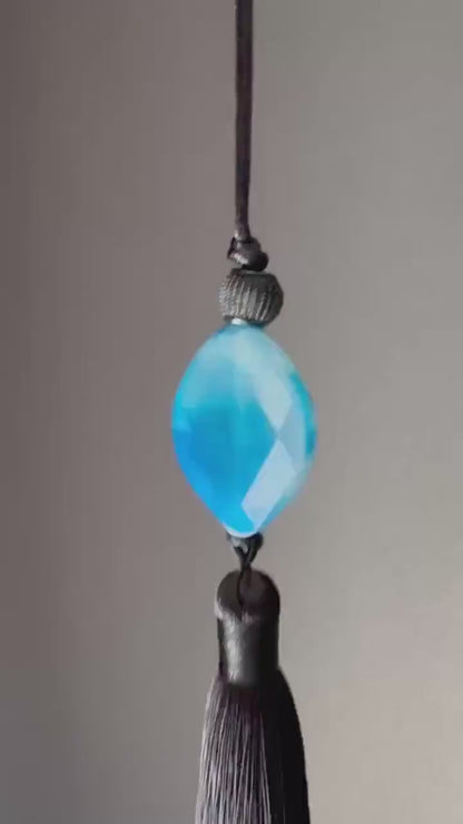 Blue Agate Tassel Pendant Necklace | Hariom Creations