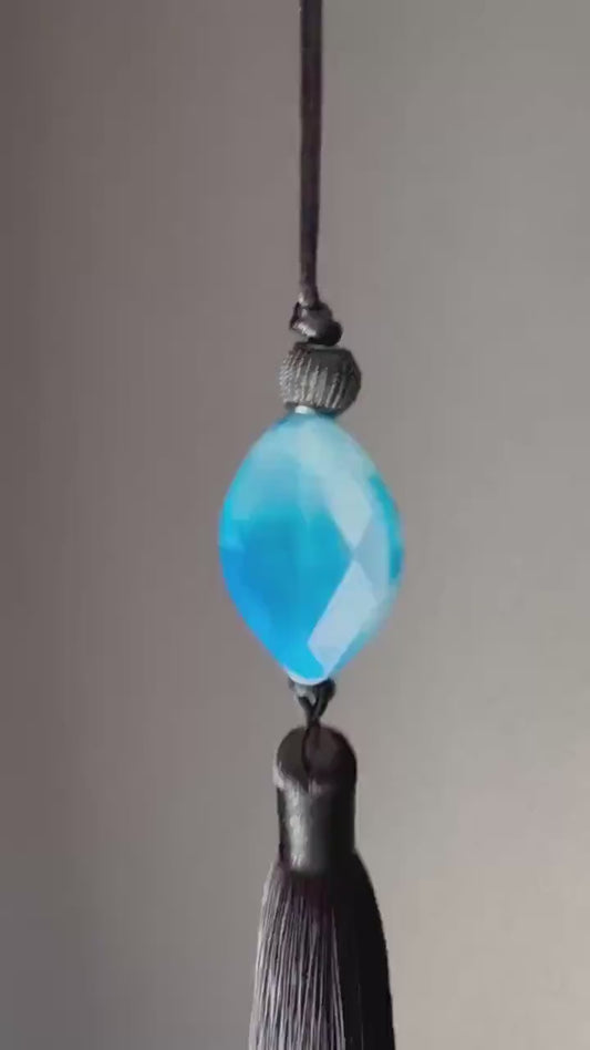 Blue Agate Tassel Pendant Necklace | Hariom Creations