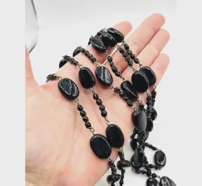 Double Strand Black Crystal & Beaded Necklace | Hari Om Creations