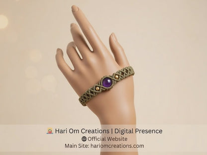 Earthy Macrame Bracelet with Labradorite & Brass Accents