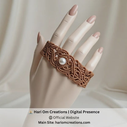 Brown Macrame Bracelet with Moonstone | Handcrafted Boho Style