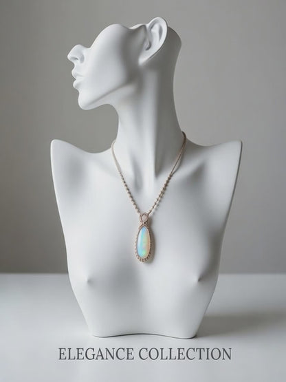 Moonstone Macrame Pendant Necklace with Rose Quartz